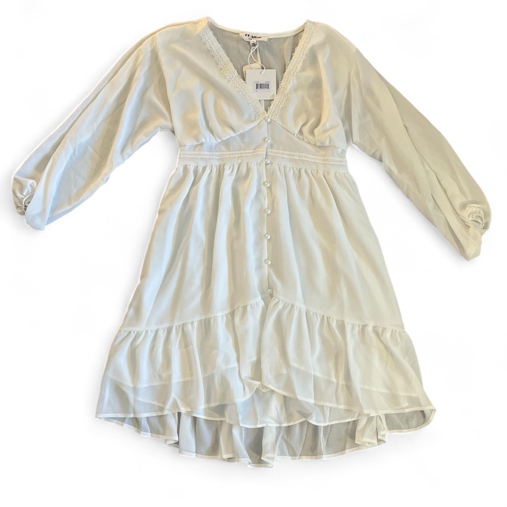 HL Affair Women's A-Line Ruffle Dress White S